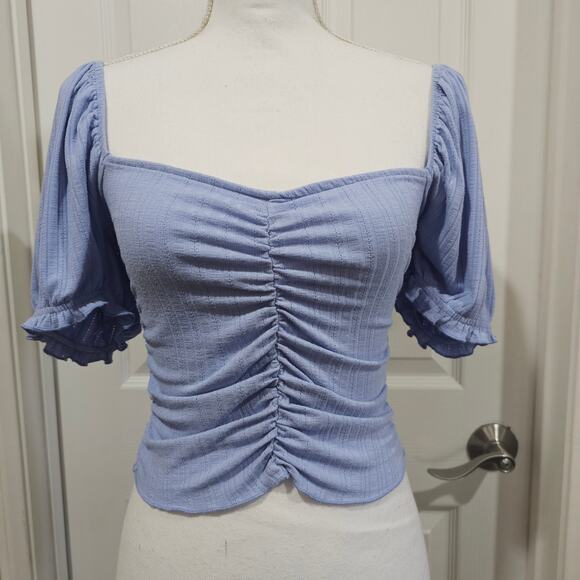 Urban Outfitters Milkmaid Top Ruched Smocked Puff Sleeve Size L - Picture 6 of 8